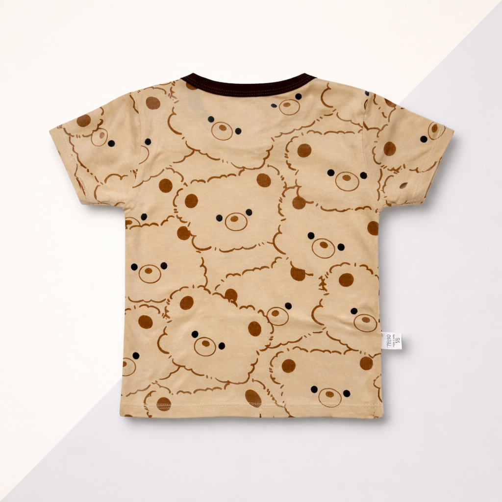 Bear Print Baby Co-ord Set – Soft Cotton Half Sleeve T-shirt & Shorts Set