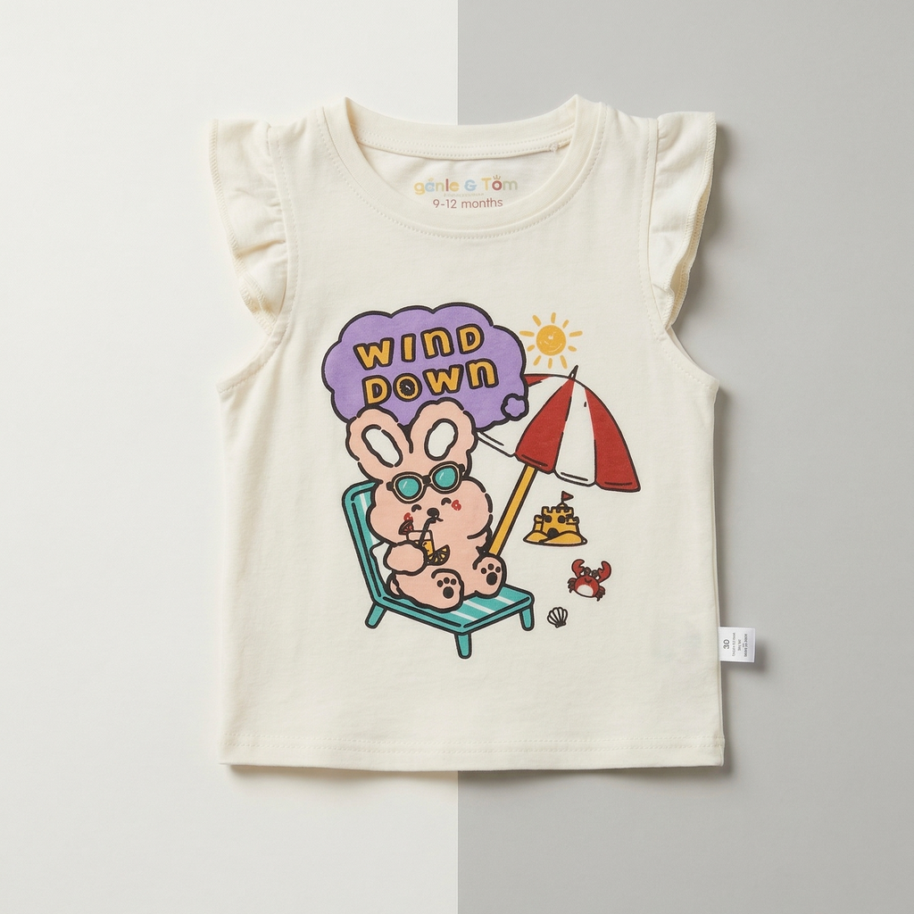 Wind Down Bunny Baby Co-ord Set – Soft Cotton Sleeveless Top & Pajama Set