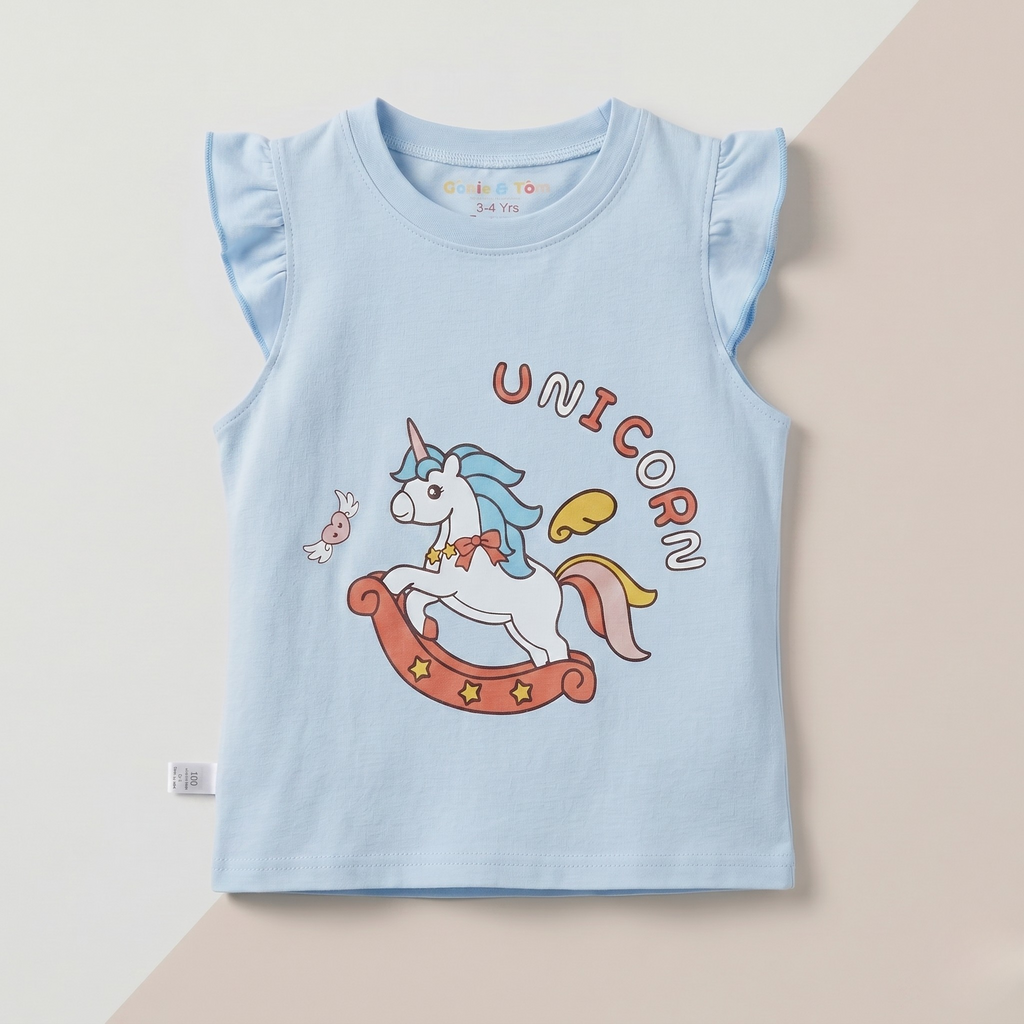 Unicorn Print Baby Co-ord Set – Soft Cotton Sleeveless Top & Pajama Set