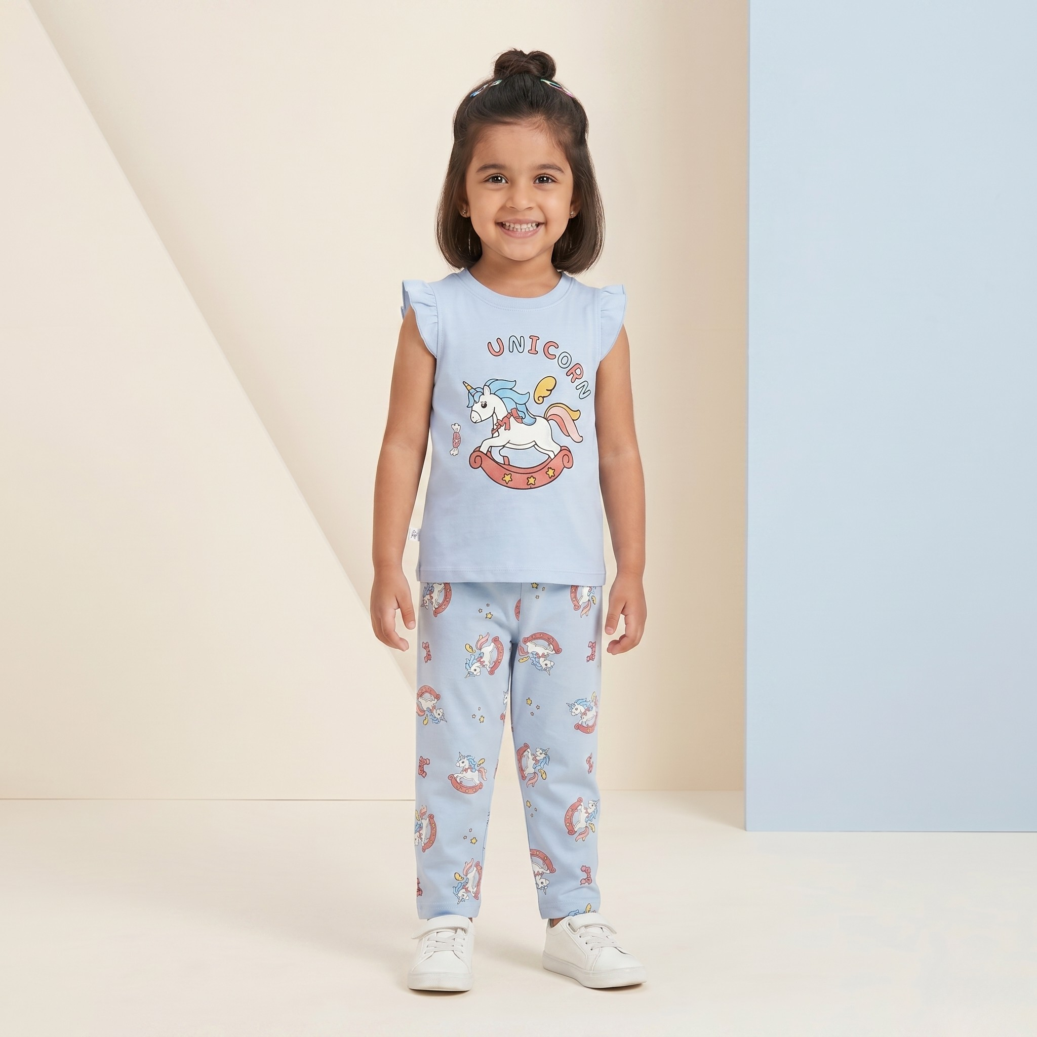 Unicorn Print Baby Co-ord Set – Soft Cotton Sleeveless Top & Pajama Set