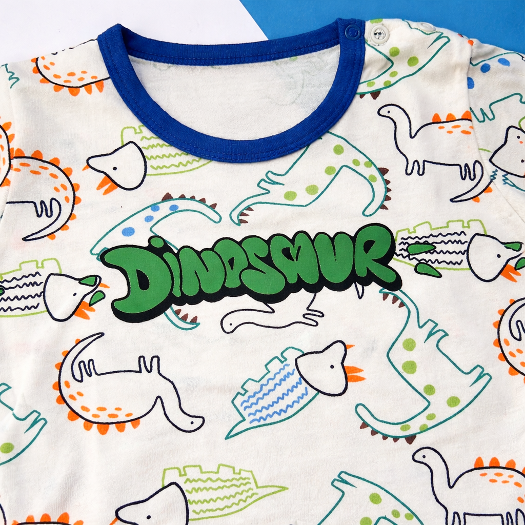 Dinosaur Print Baby Co-ord Set – Soft Cotton Half Sleeve T-shirt & Shorts Set