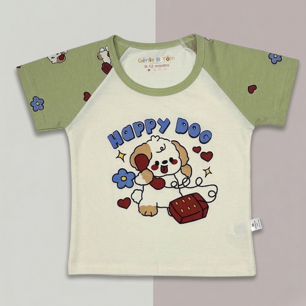Happy Dog Baby Co-ord Set – Soft Cotton Half Sleeve T-shirt & Pajama Set