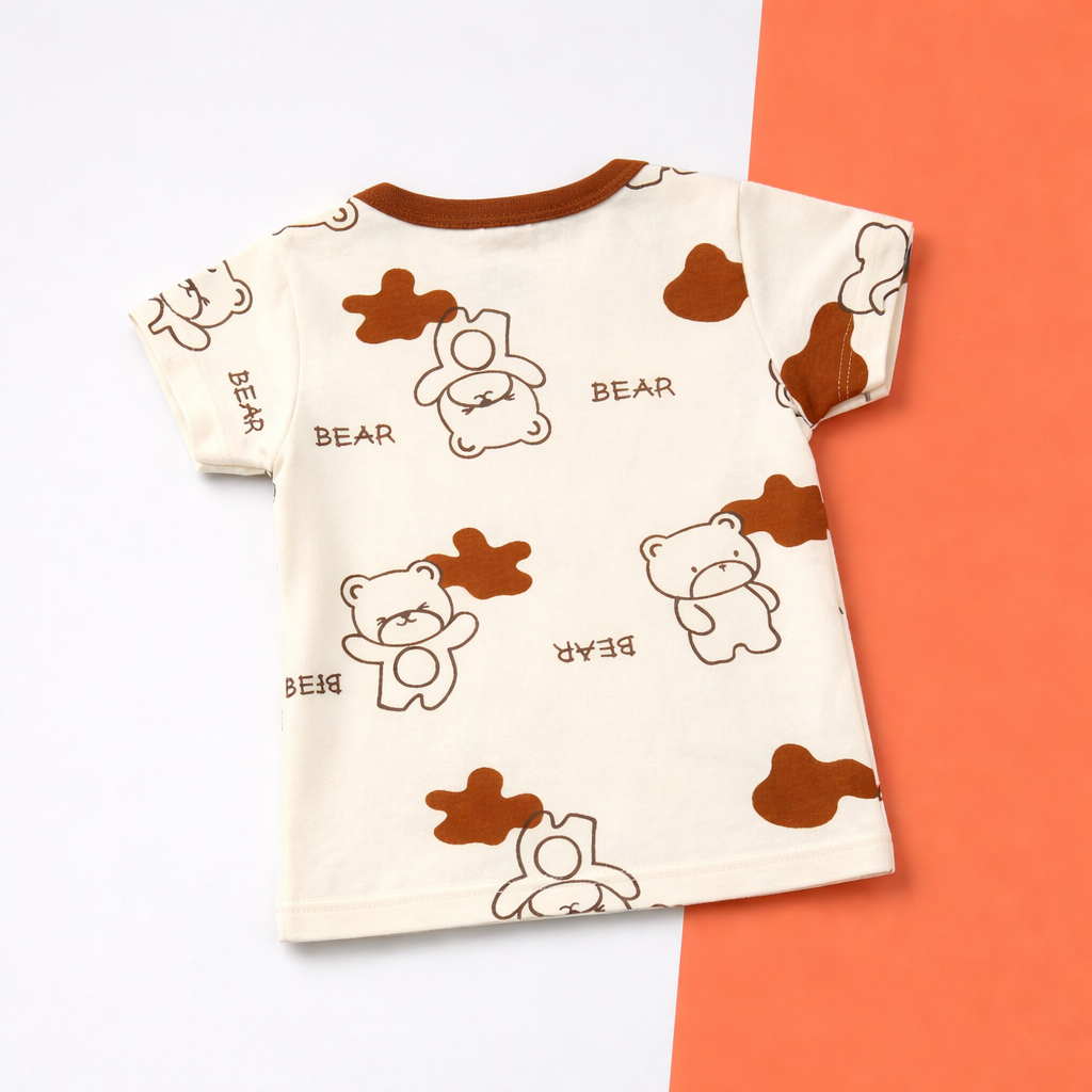 Bear Print Baby T-shirt – Soft Cotton Half Sleeve Tee