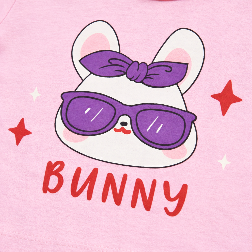 Bunny Print Baby Co-ord Set – Soft Cotton Half Sleeve T-shirt & Shorts Set