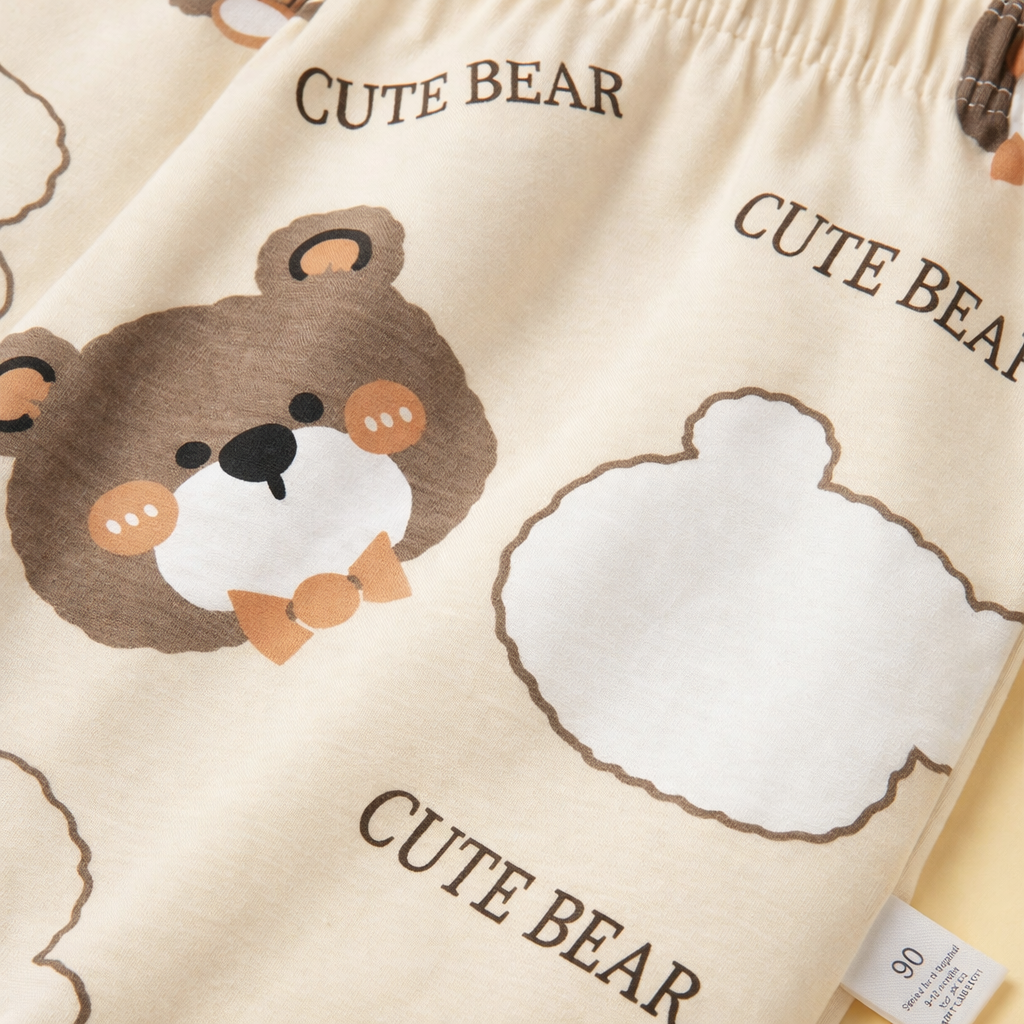 Cute Bear Baby Co-ord Set – Soft Cotton Sleeveless Top & Pajama Set
