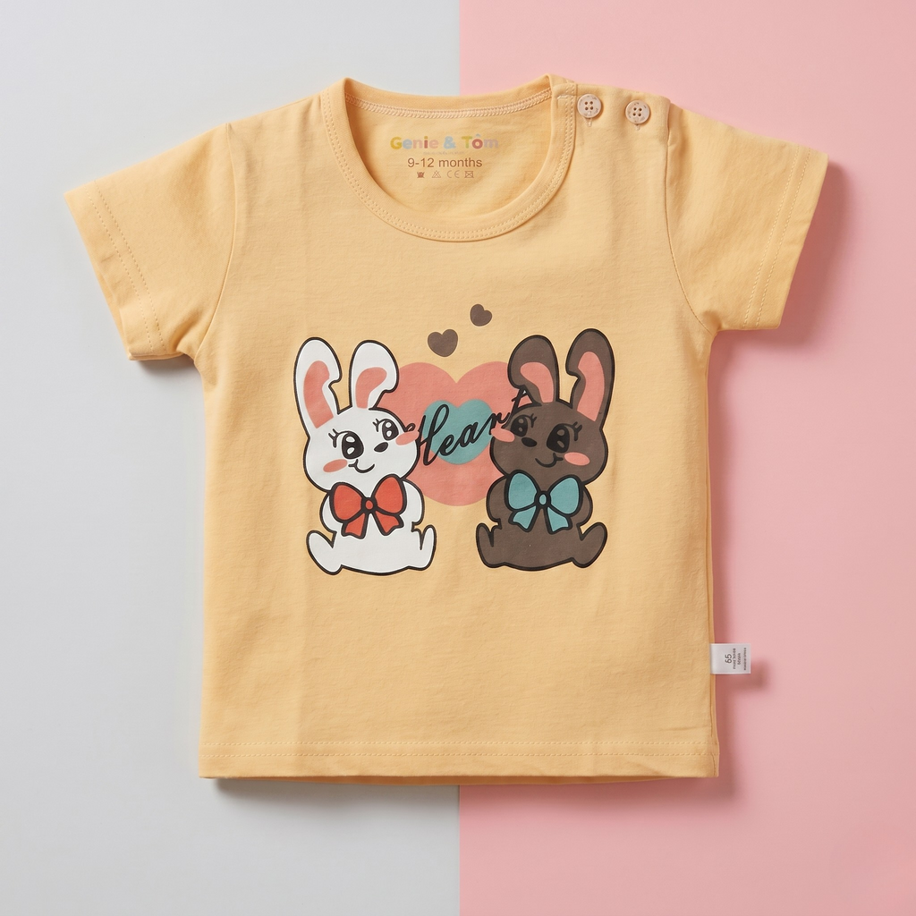 Heart Bunny Baby Co-ord Set – Soft Cotton Half Sleeve T-shirt & Pajama Set