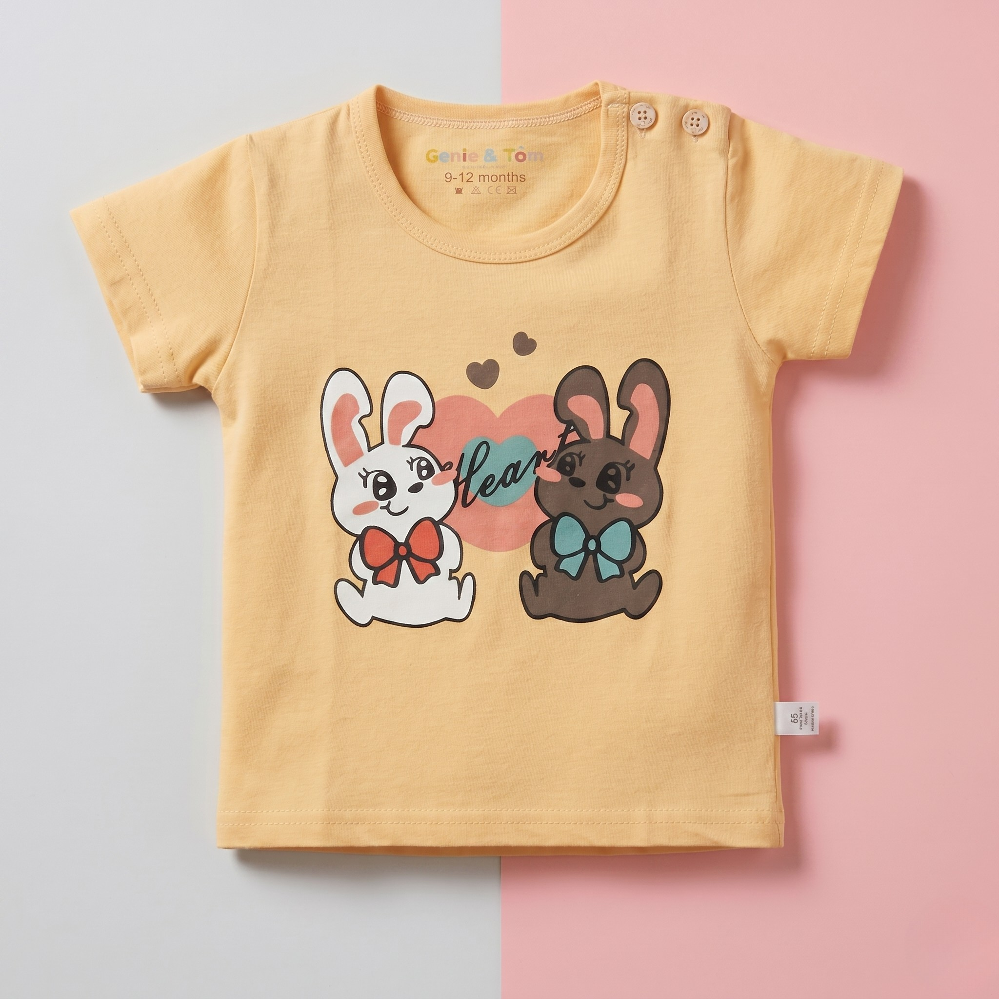 Heart Bunny Baby Co-ord Set – Soft Cotton Half Sleeve T-shirt & Pajama Set