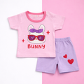 Bunny Print Baby Co-ord Set – Soft Cotton Half Sleeve T-shirt & Shorts Set