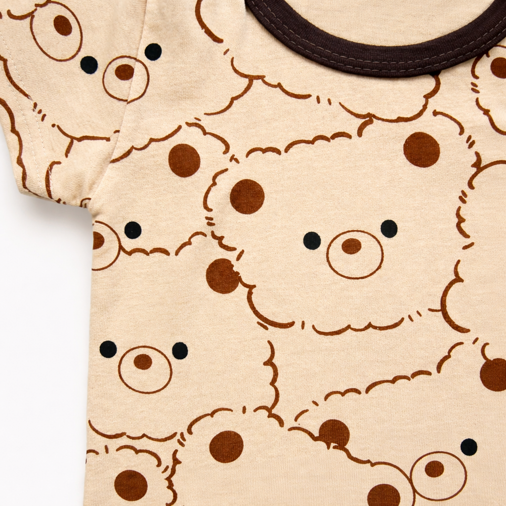 Bear Print Baby Co-ord Set – Soft Cotton Half Sleeve T-shirt & Shorts Set