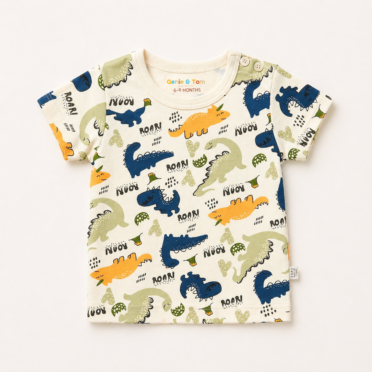 Baby Dinosaur Print T-Shirt – Soft Cotton Half Sleeve Tee