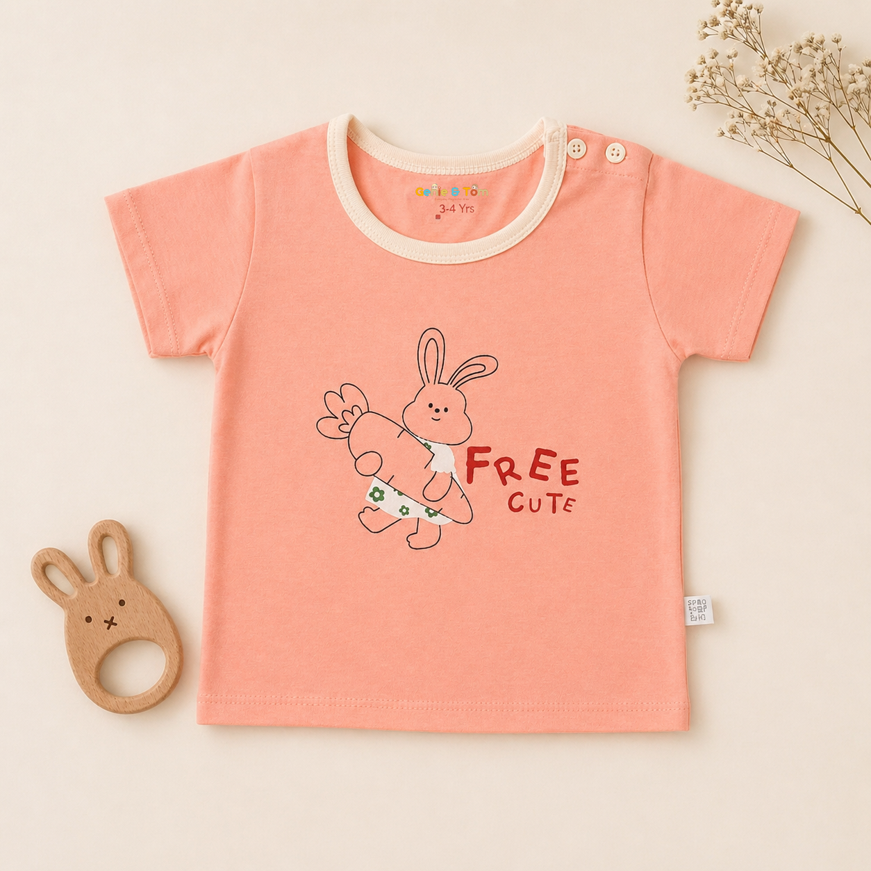 Kids Bunny Print T-Shirt – Soft Cotton Half Sleeve Tee