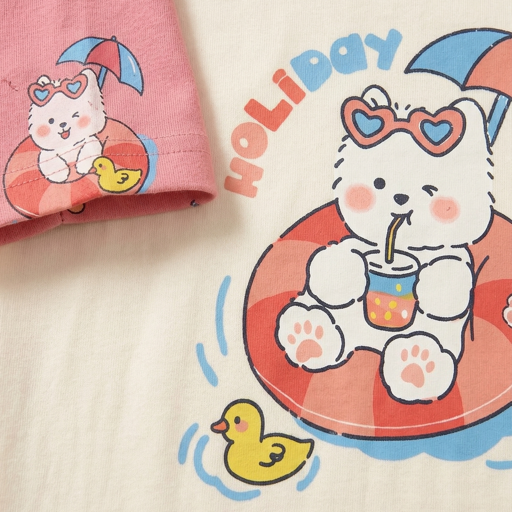 Holiday Bunny Baby Co-ord Set – Soft Cotton Half Sleeve T-shirt & Pajama Set