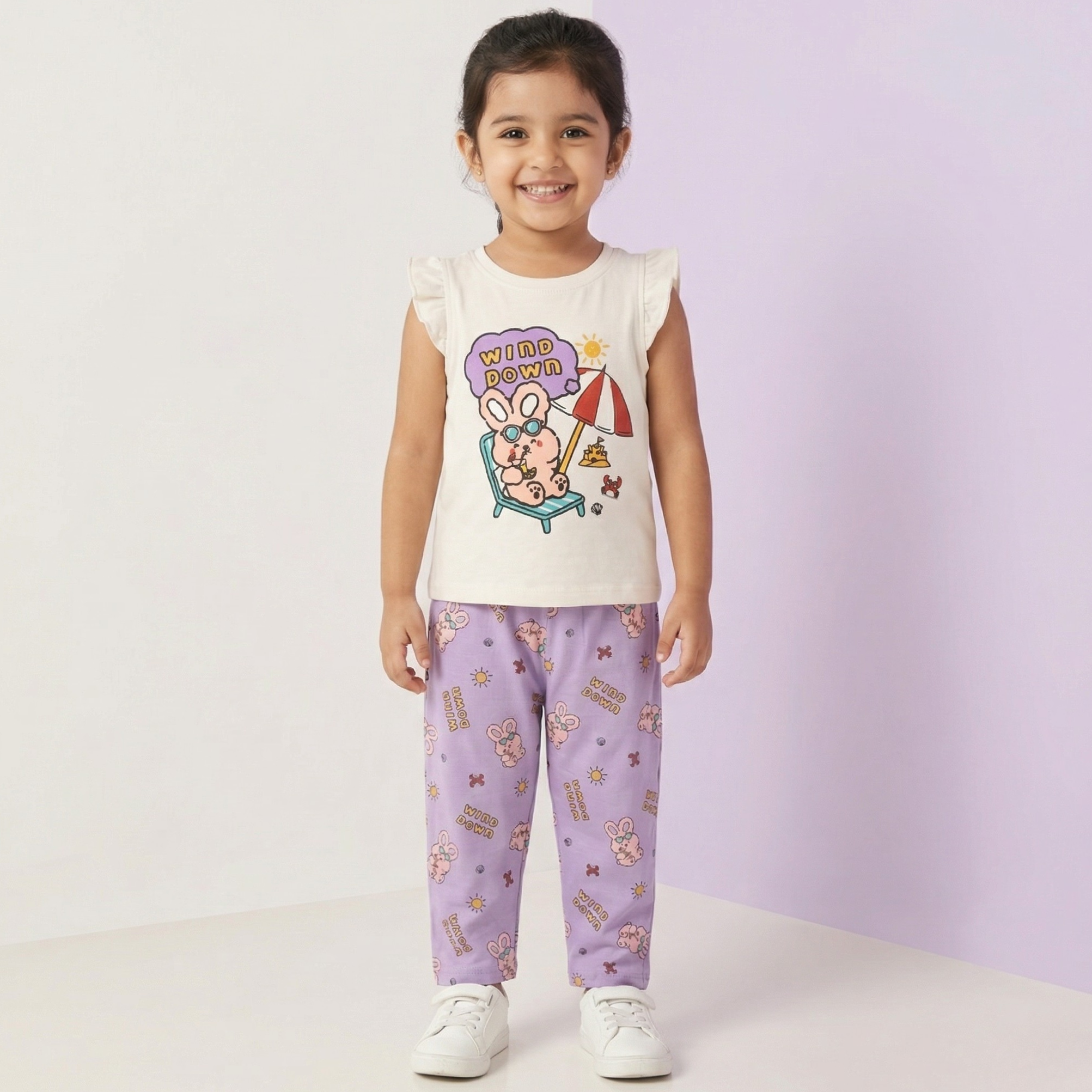 Wind Down Bunny Baby Co-ord Set – Soft Cotton Sleeveless Top & Pajama Set